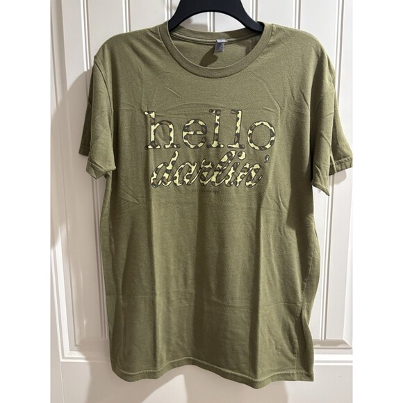 “Hello Darling” NL Apparel Tee Womens Sz Medium Green T-Shirt - Picture 1 of 4